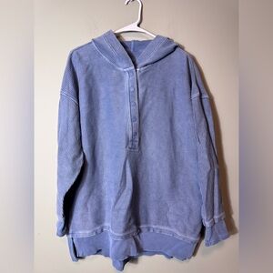 Aerie Women’s Oversized Textured Henley Blue Size Small